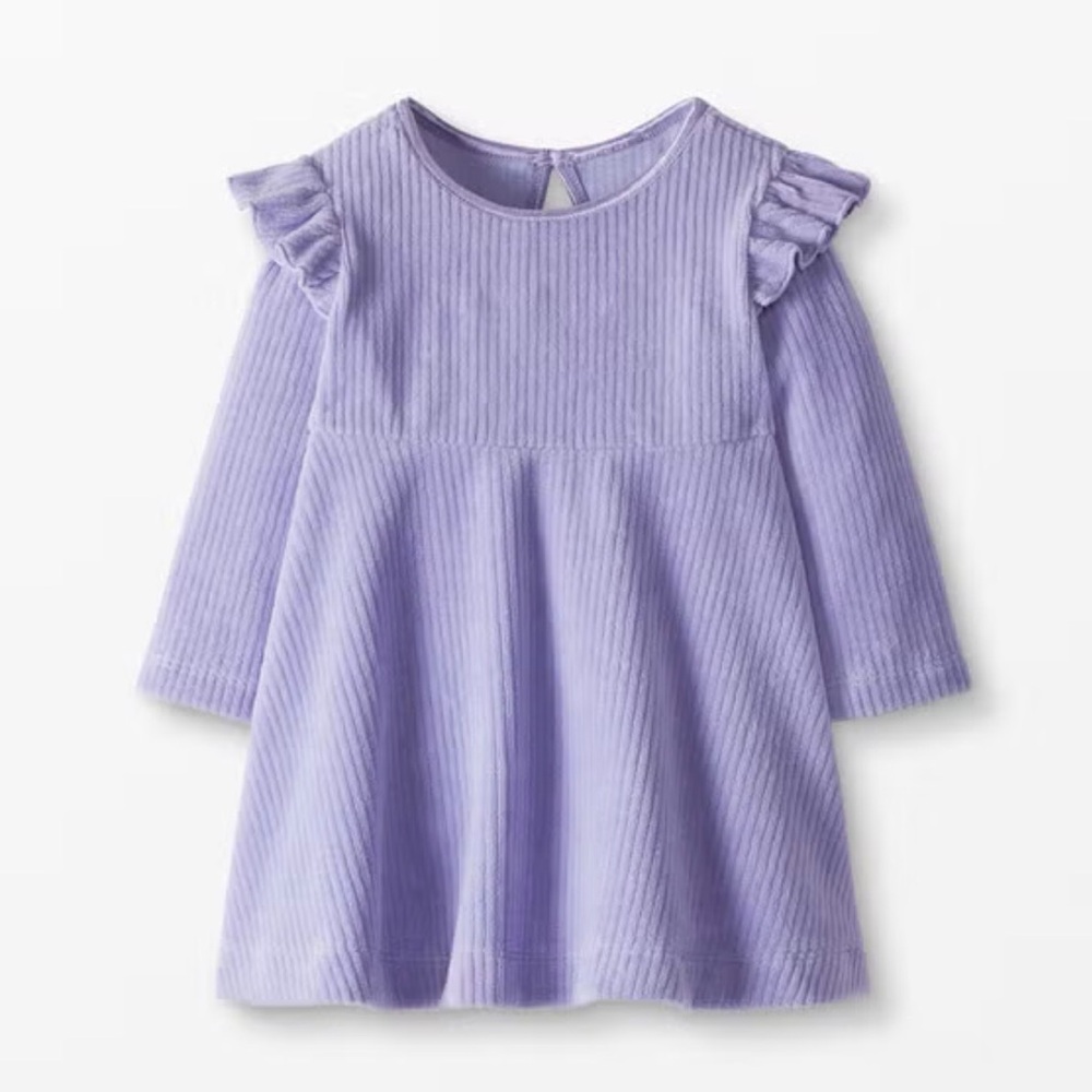 Hanna Andersson Baby Ribbed Velour Dress Lavender Lilac 6-12 months